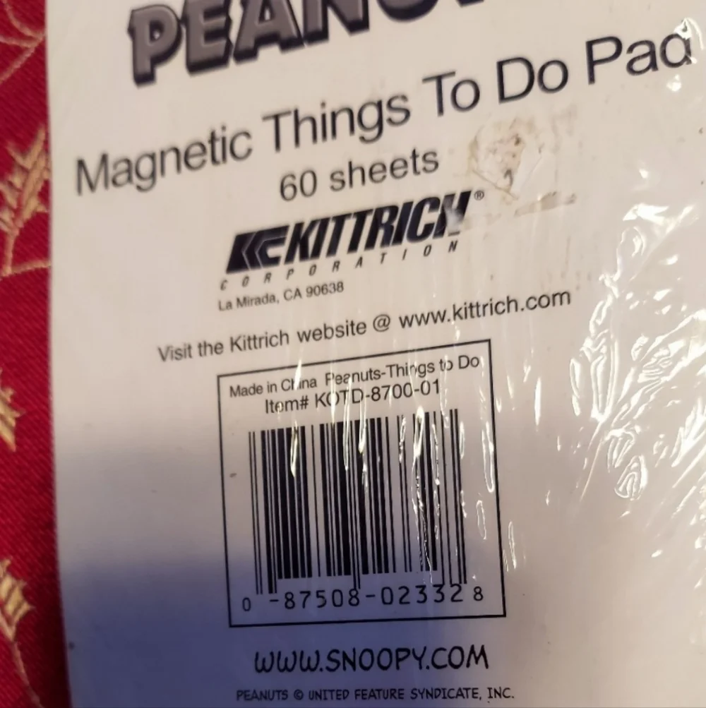 Y2k Snoopy Peanuts Magnetic Things To Do Pad - 60 sheets NWT